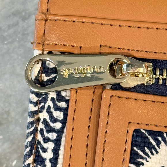 SPARTINA 449 navy blue and cream floral linen purse - Picture 9 of 10